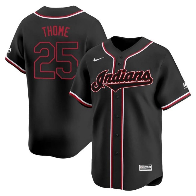 Men's Cleveland Indians #25 Jim Thome Nike Limited Black Baseball Jersey - All Stitched