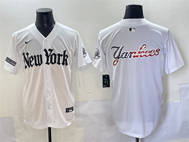 Men's New York Yankees Team Big Logo White 'Gothic Legacy Edition' Vapor Premier Limited Baseball Jerseys