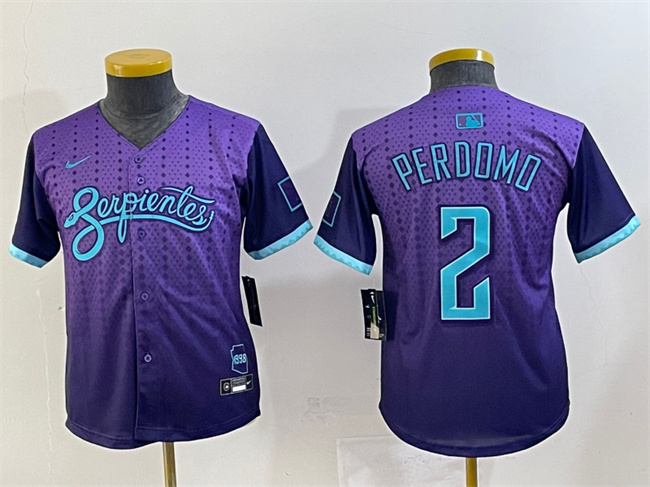 Youth Arizona Diamondbacks #2 Geraldo Perdomo Purple 2025 City Connect Limited Stitched Baseball Jersey