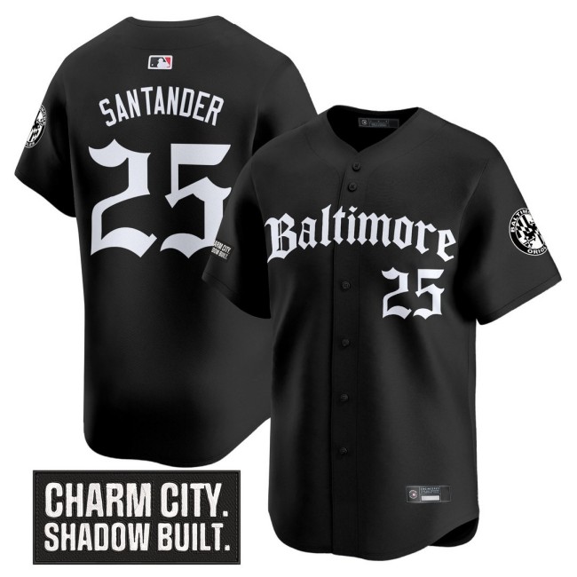 Men's Orioles #25 Anthony Santander Nike Black 'Gothic Harbor Edition' MLB Baseball Limited Jersey - All Stitched