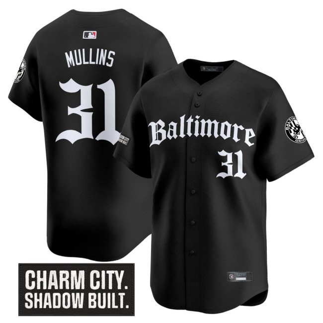 Men's Orioles #31 Cedric Mullins Nike Black 'Gothic Harbor Edition' MLB Baseball Limited Jersey - All Stitched