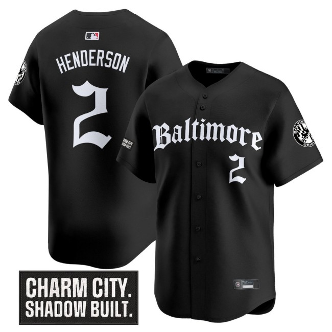 Men's Orioles #2 Gunnar Henderson Nike Black 'Gothic Harbor Edition' MLB Baseball Limited Jersey - All Stitched