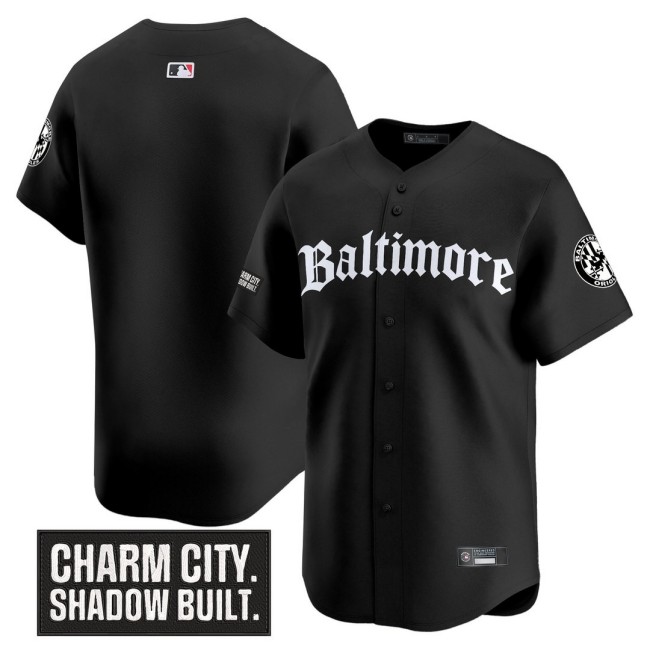 Men's Orioles Team Blank Nike Black 'Gothic Harbor Edition' MLB Baseball Limited Jersey - All Stitched