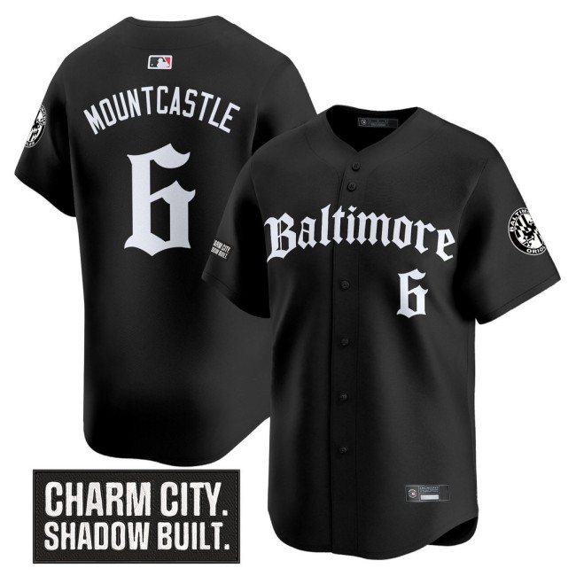 Men's Orioles #6 Ryan Mountcastle Nike Black 'Gothic Harbor Edition' MLB Baseball Limited Jersey - All Stitched