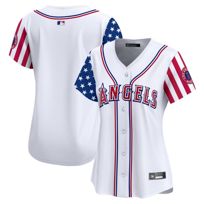 Women's LA Angels Team Blank Nike White 2025 Independence Day MLB Baseball Limited Jersey - All Stitched