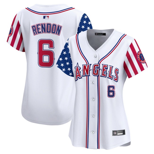 Women's LA Angels #6 Anthony Rendon Nike White 2025 Independence Day MLB Baseball Limited Jersey - All Stitched