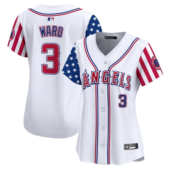Women's LA Angels #3 Taylor Ward Nike White 2025 Independence Day MLB Baseball Limited Jersey - All Stitched
