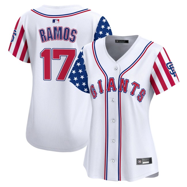 Women's SF Giants #17 Heliot Ramos Nike White 2025 Independence Day MLB Baseball Limited Jersey - All Stitched