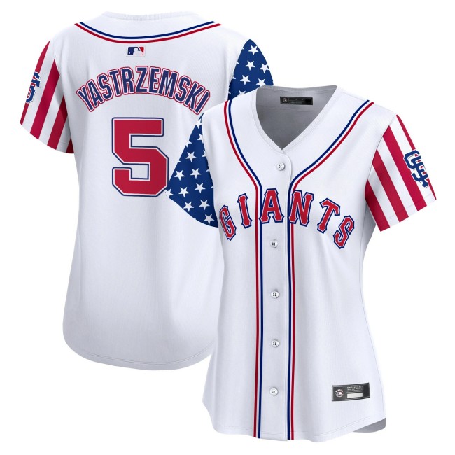 Women's SF Giants #5 Mike Yastrzemski Nike White 2025 Independence Day MLB Baseball Limited Jersey - All Stitched