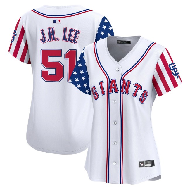 Women's SF Giants #51 Jung Hoo Lee Nike White 2025 Independence Day MLB Baseball Limited Jersey - All Stitched