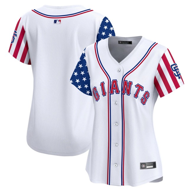 Women's SF Giants Team Blank Nike White 2025 Independence Day MLB Baseball Limited Jersey - All Stitched