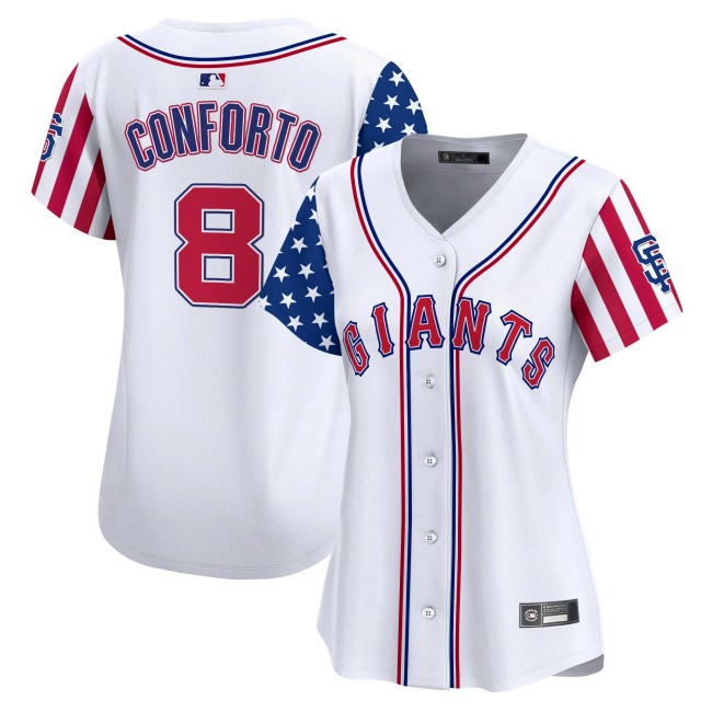 Women's SF Giants #8 Michael Conforto Nike White 2025 Independence Day MLB Baseball Limited Jersey - All Stitched