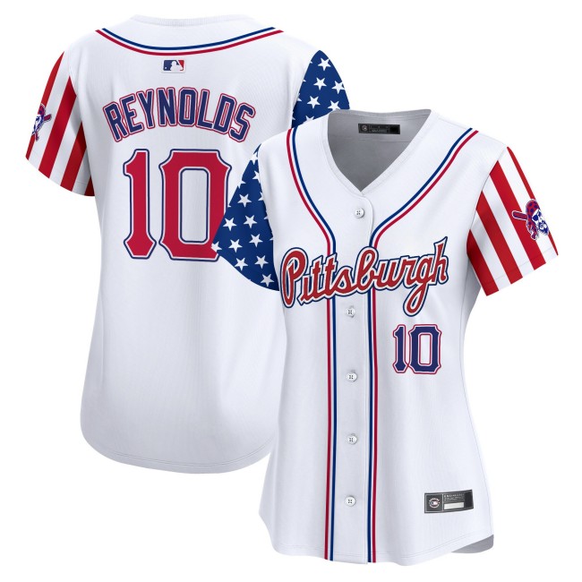 Women's Pittsburgh Pirates #10 Bryan Reynolds White 2025 Independence Day Limited Stitched Baseball Jersey