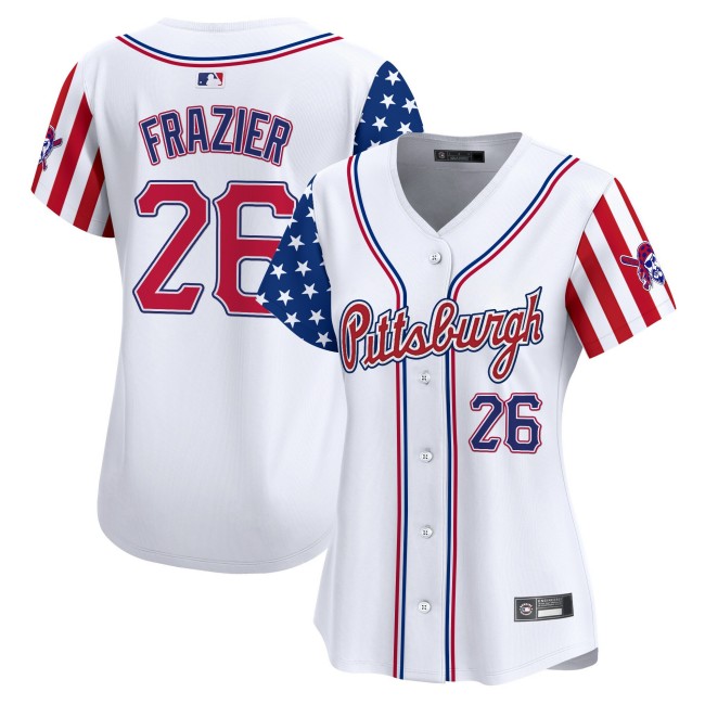 Women's Pittsburgh Pirates #26 Adam Frazier White 2025 Independence Day Limited Stitched Baseball Jersey