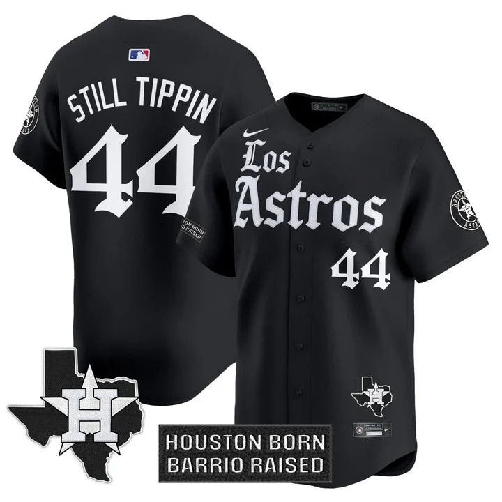 'Los Astros' #44 Still Tippin Nike Black MLB Baseball Limited Jersey - All Stitched