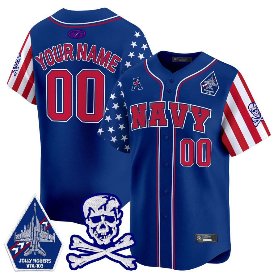 Navy Midshipmen 2025 Independence Day Custom Royal NCAA Baseball Limited Jersey - All Stitched