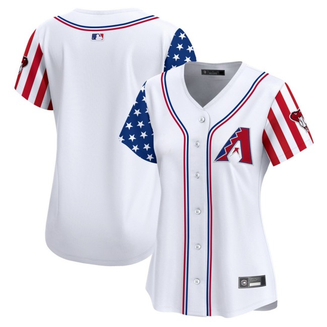Women's AZ D-Backs Team Blank Nike White 2025 Independence Day MLB Baseball Limited Jersey - All Stitched