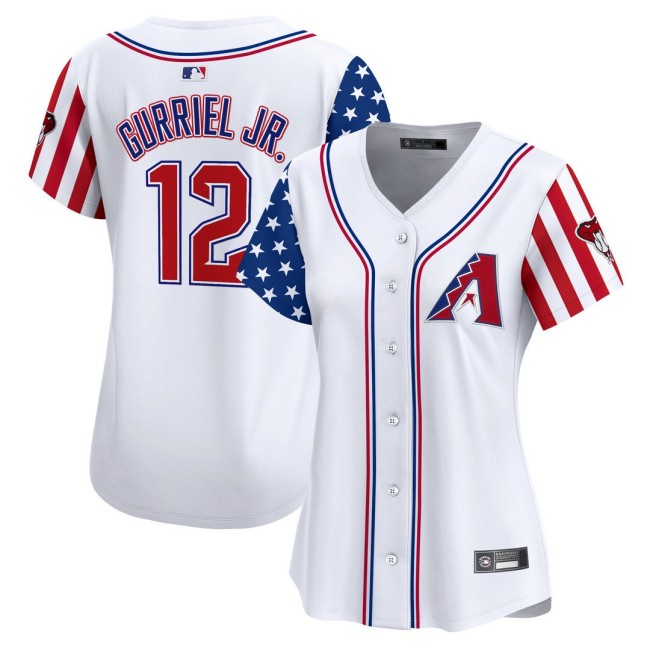 Women's AZ D-Backs #12 Lourdes Gurriel Jr. Nike White 2025 Independence Day MLB Baseball Limited Jersey - All Stitched