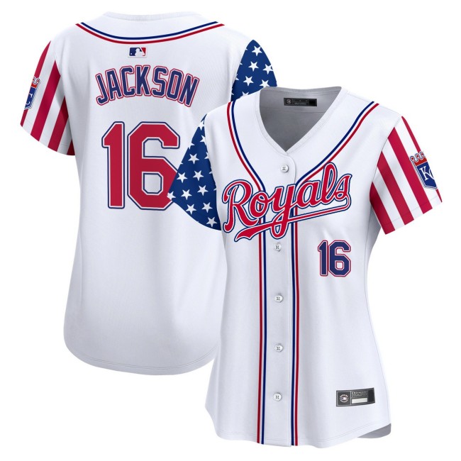 Women's KC Royals #16 Bo Jackson Nike White 2025 Independence Day MLB Baseball Limited Jersey - All Stitched