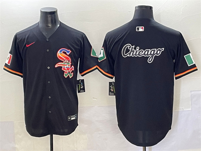 Men's Chicago White Sox Team Big Logo Black Mexico Limited Stitched Jersey