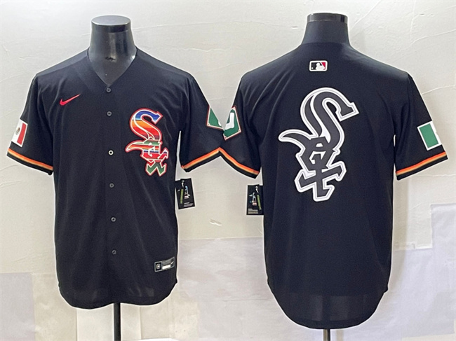 Men's Chicago White Sox Team Big Logo Black Mexico Limited Stitched Jerseys