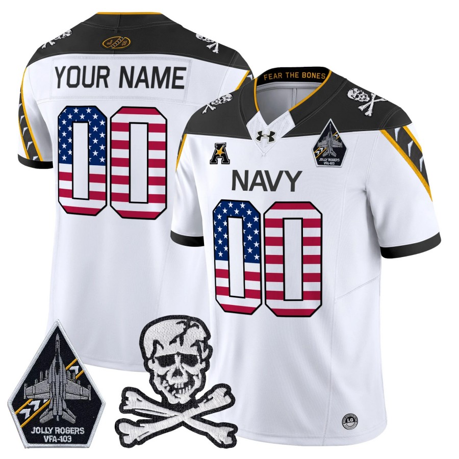 Navy Midshipmen Custom 2025 Independence Day F.U.S.E. Vapor Limited College Football Jersey White - All Stitched