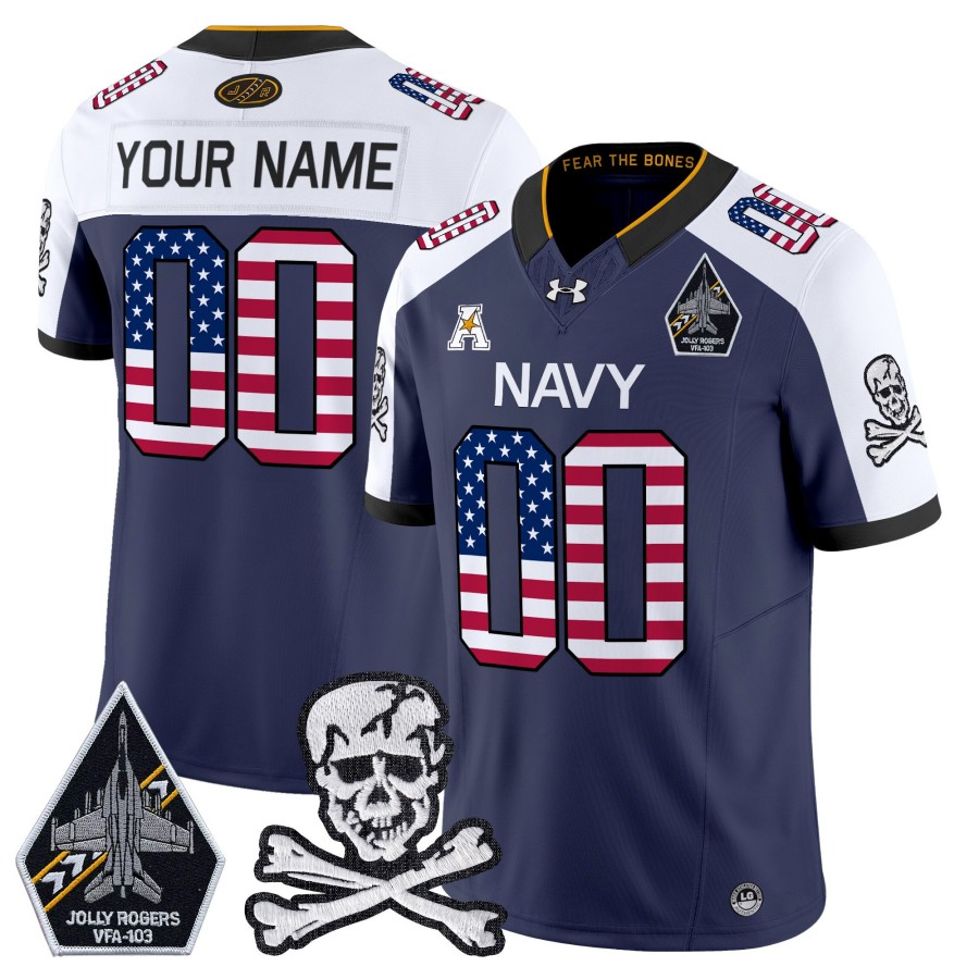 Navy Midshipmen Custom 2025 Independence Day F.U.S.E. Vapor Limited College Football Jersey Navy Alternate - All Stitched