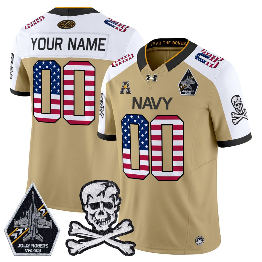 Navy Midshipmen Custom 2025 Independence Day F.U.S.E. Vapor Limited College Football Jersey Gold Alternate - All Stitched
