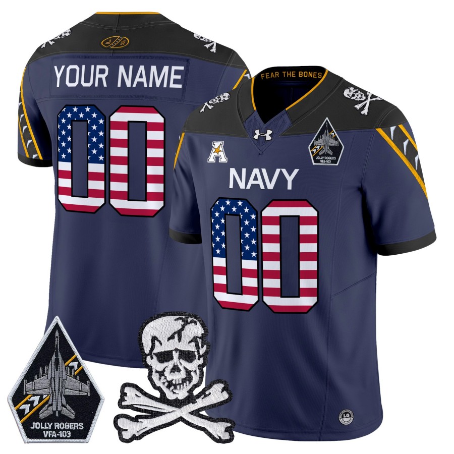 Navy Midshipmen Custom 2025 Independence Day F.U.S.E. Vapor Limited College Football Jersey Navy - All Stitched