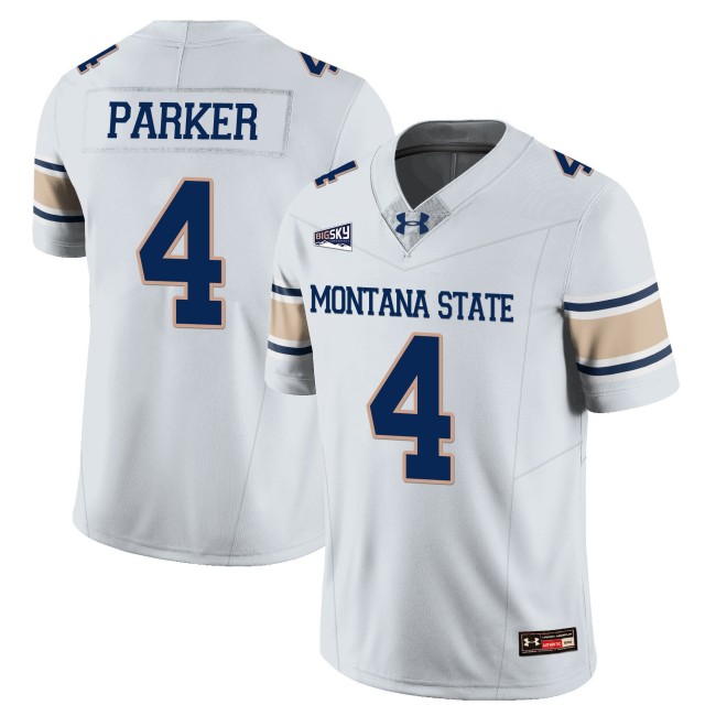 Men's MSU Bobcats #4 Bryson Parker College Football Jersey White - All Stitched