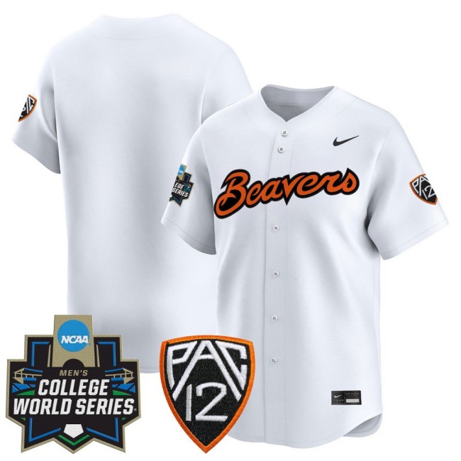 Men's OSU Baseball Team Blank Nike White 2025 NCAA MCWS Limited Jersey - All Stitched