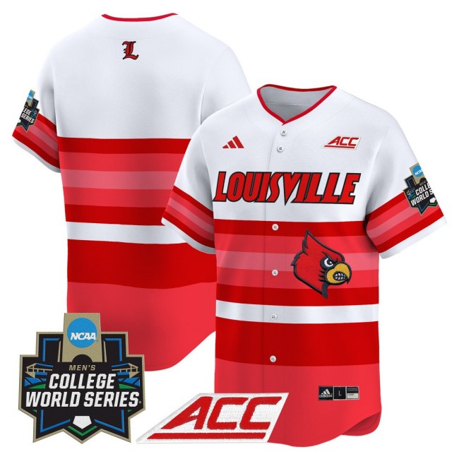 Men's Louisville Cardinals Baseball Team adidas Gradient Stripes 2025 NCAA MCWS Jersey - All Stitched