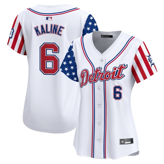 Women's Detroit Tigers #6 Al Kaline Nike White 2025 Independence Day MLB Baseball Limited Jersey - All Stitched