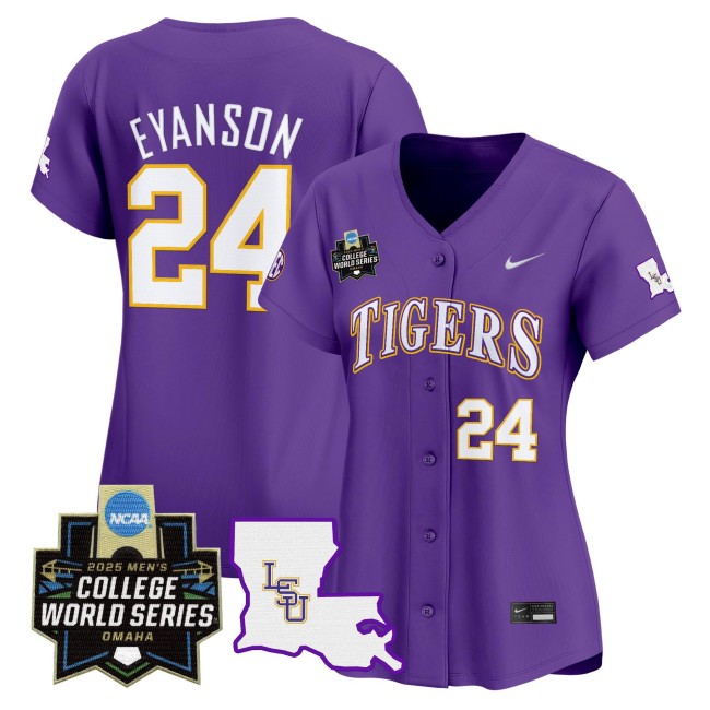 Women's LSU Tigers #24 Anthony Eyanson Nike 2025 NCAA MCWS Baseball Limited Jersey Purple - All Stitched