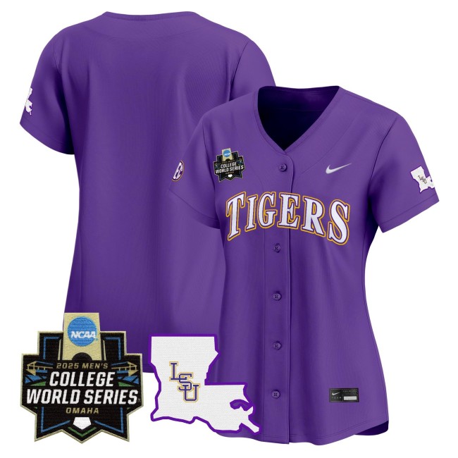 Women's LSU Tigers Team Blank Nike 2025 NCAA MCWS Baseball Limited Jersey Purple - All Stitched