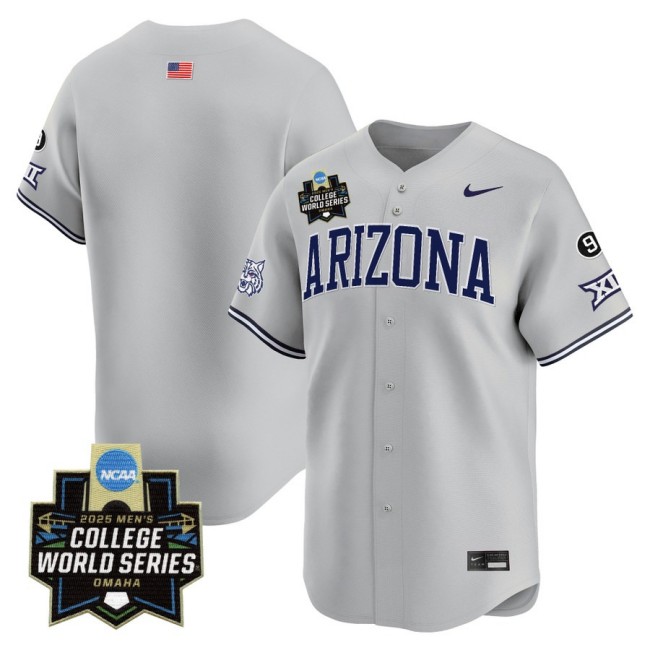 Men's Arizona Wildcats Team Blank Nike 2025 Omaha NCAA World Series Baseball Limited Jersey Grey - All Stitched