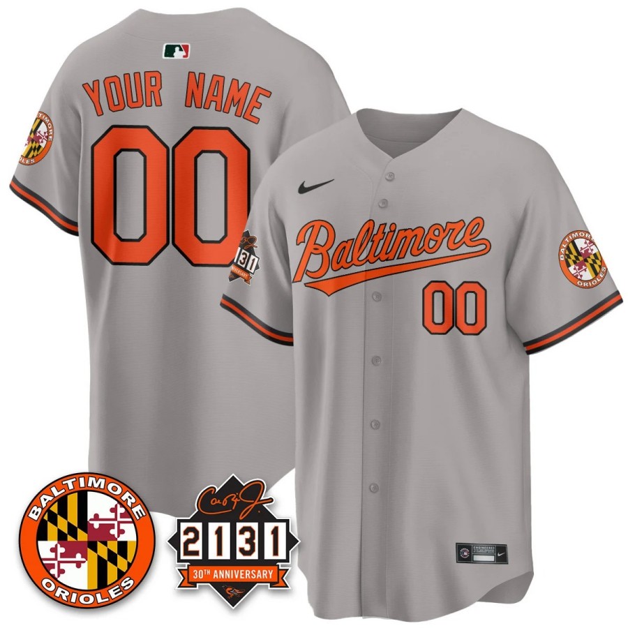Baltimore Orioles Custom '30th ANNIV of 2131' Nike MLB Limited Jersey Grey - All Stitched