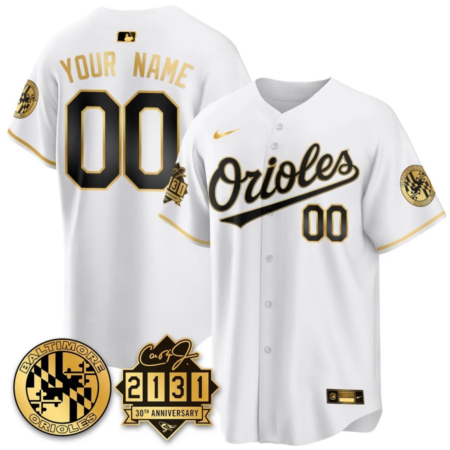 Baltimore Orioles Custom '30th ANNIV of 2131' Nike MLB Limited Jersey White GOLD - All Stitched