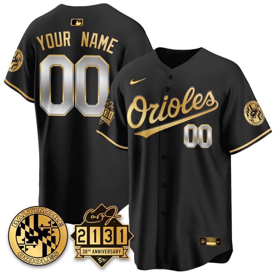 Baltimore Orioles Custom '30th ANNIV of 2131' Nike MLB Limited Jersey Black GOLD - All Stitched