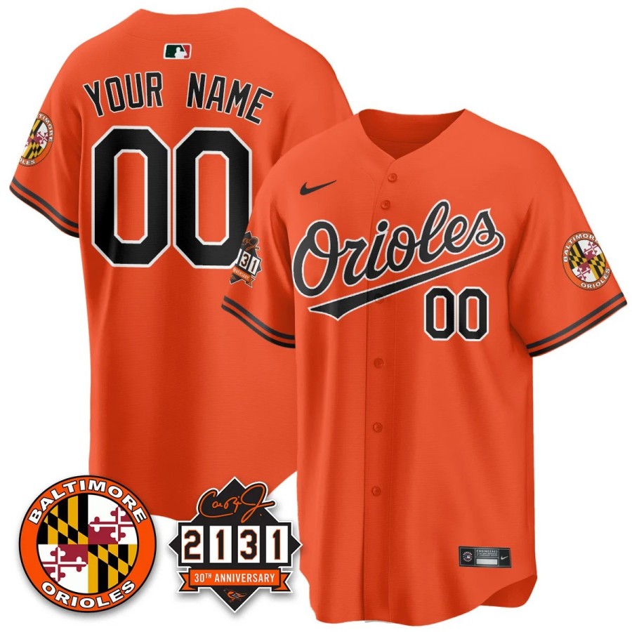 Baltimore Orioles Custom '30th ANNIV of 2131' Nike MLB Limited Jersey Orange - All Stitched