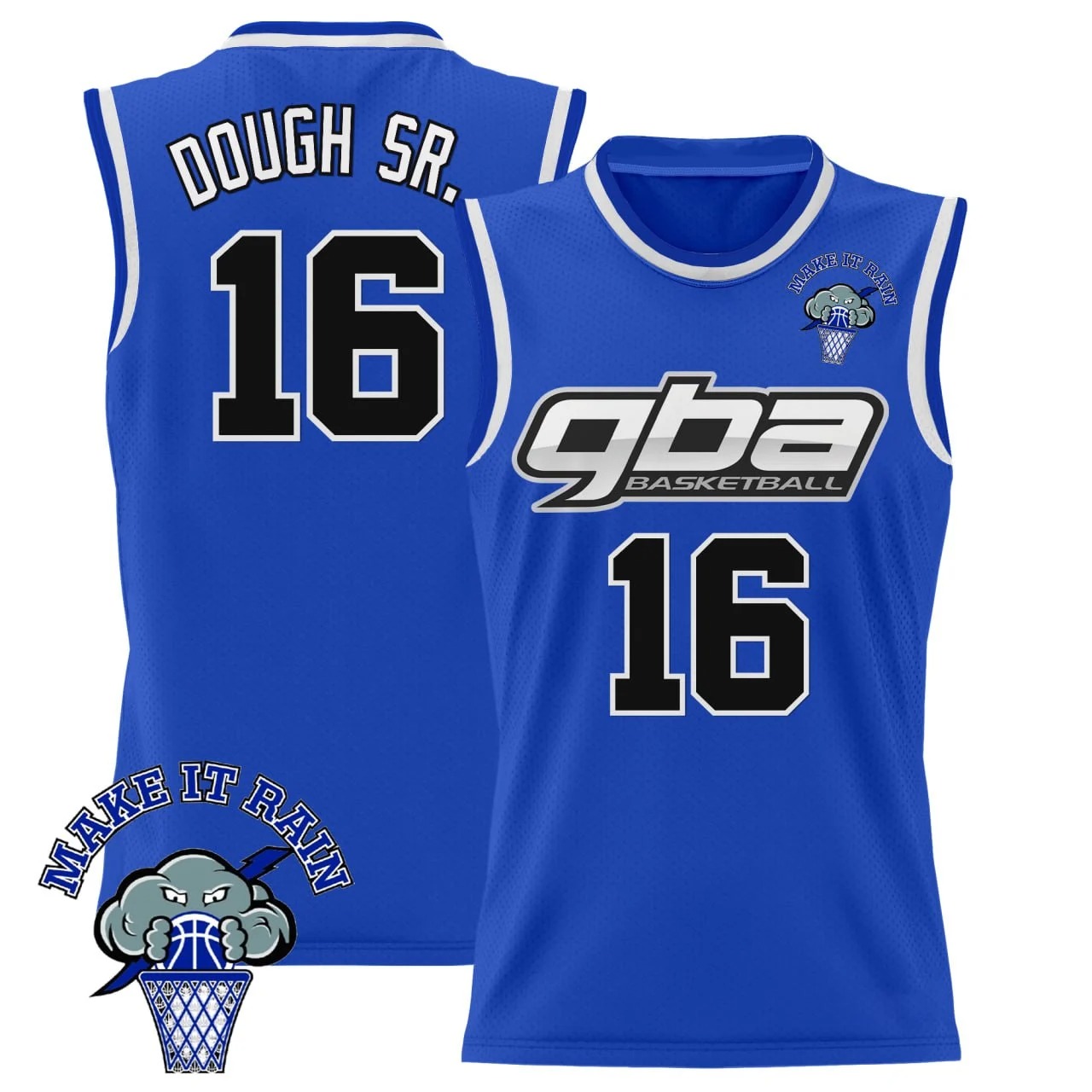 GBA Girls Basketball Custom Jersey Blue - All Stitched