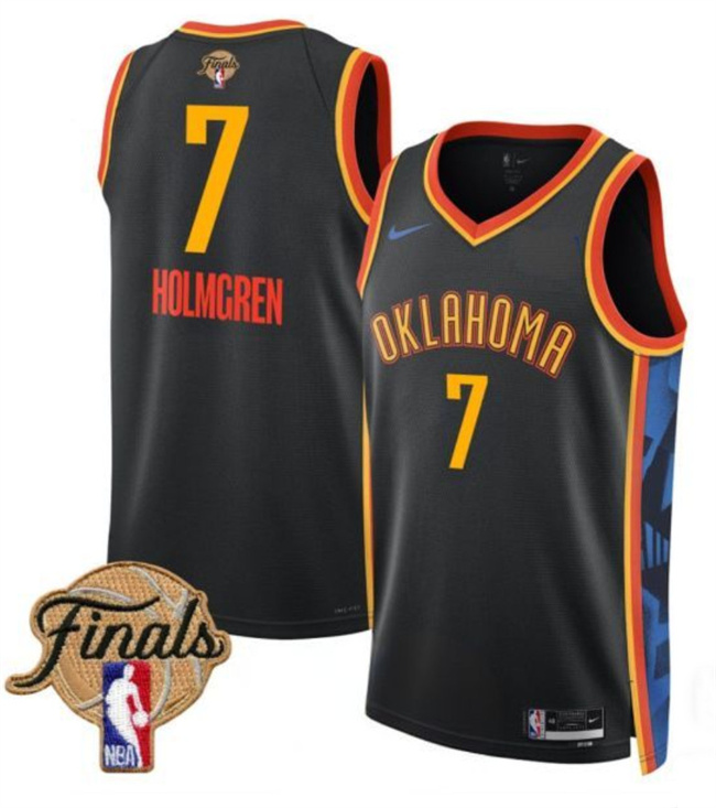 Youth Oklahoma City Thunder #7 Chet Holmgren Black 2025 Finals City Edition Stitched Basketball Jersey