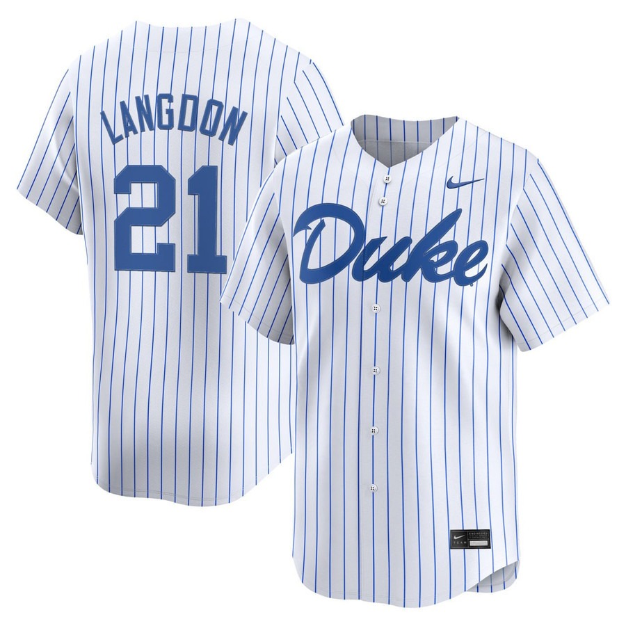 Langdon 21 Duke Blue Devils Pinstripe Jersey - All Stitched