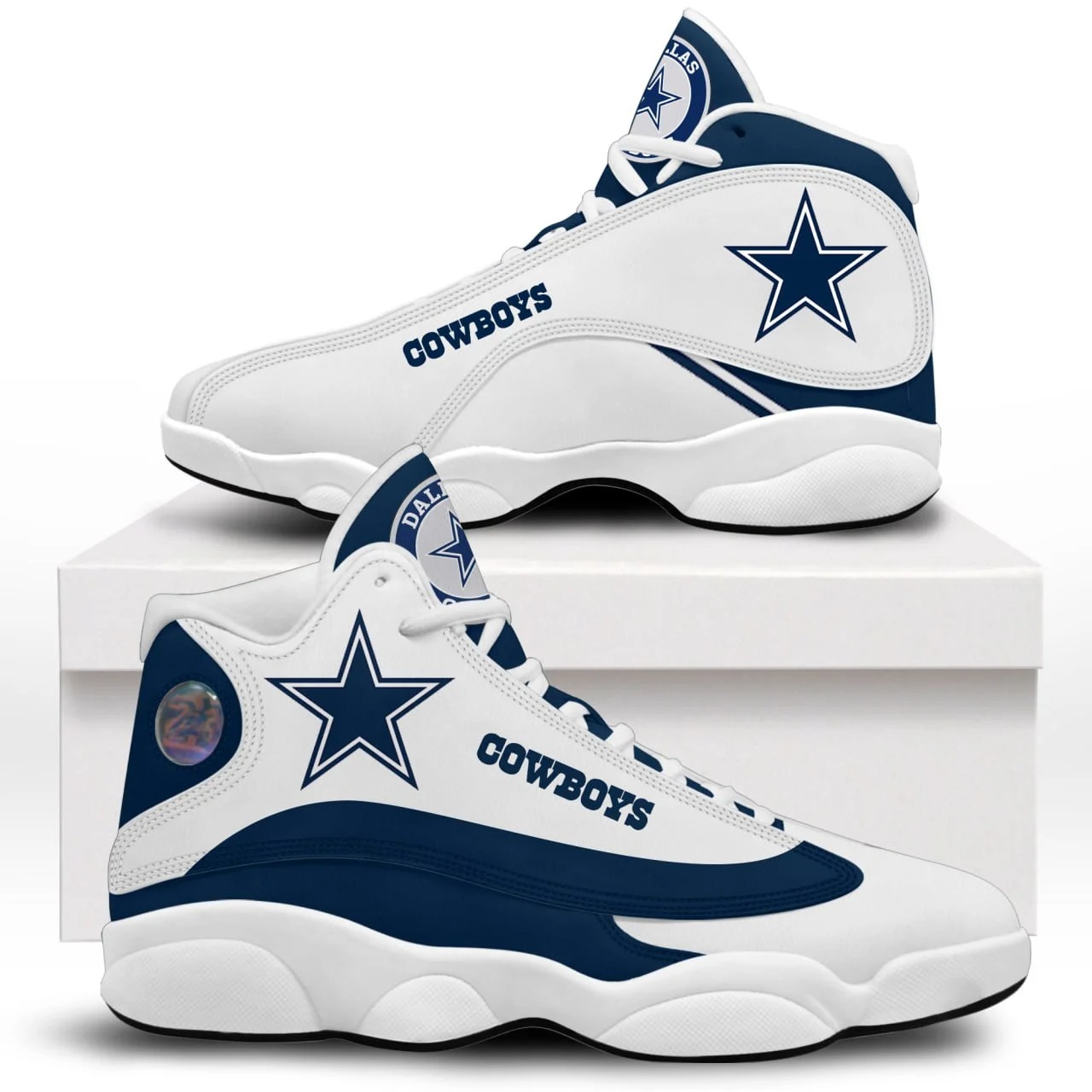 Dallas Cowboys AJ13 High Navy & White Sneaker