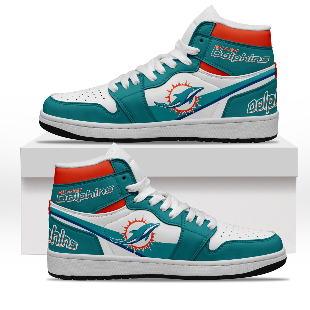 Miami Dolphins AJ1 High Shoes - Printed