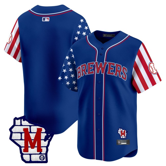 Men's Milwaukee Brewers Team Blank Royal 2025 Independence Day Vapor Premier Limited Stitched Baseball Jersey