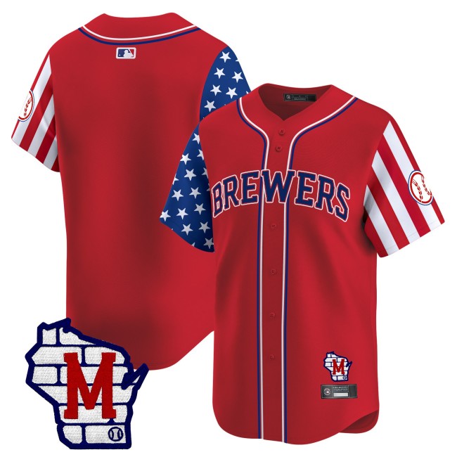 Men's Milwaukee Brewers Team Blank Red 2025 Independence Day Vapor Premier Limited Stitched Baseball Jersey