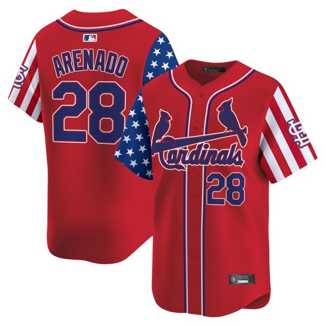 Men's St. Louis Cardinals #28 Nolan Arenado Red 2025 Independence Day Limited Stitched Baseball Jersey V2