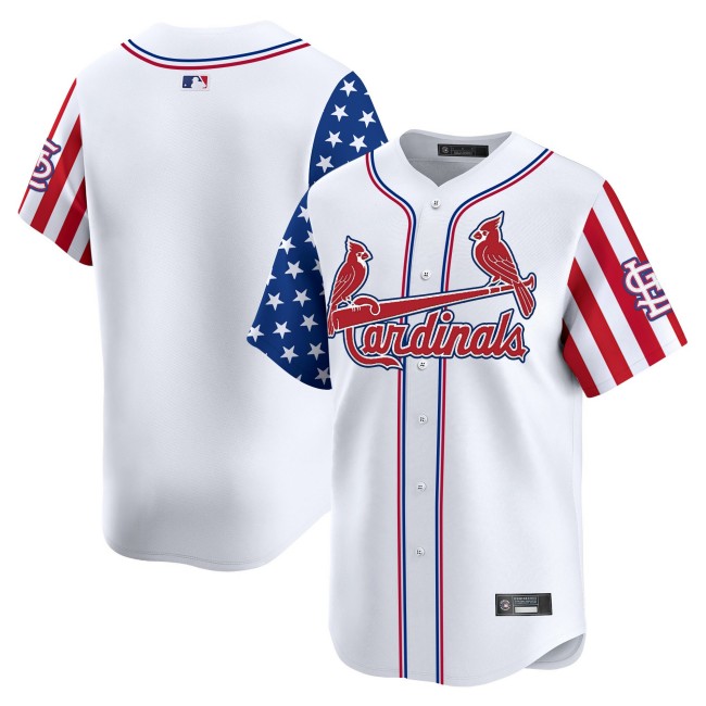 Men's St. Louis Cardinals Blank White 2025 Independence Day Limited Stitched Baseball Jersey V2