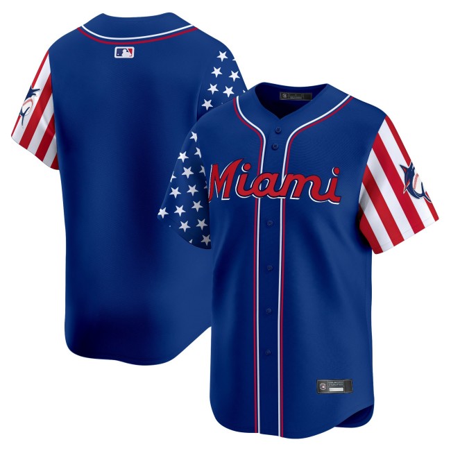 Men's Miami Marlins Blank Royal 2025 Independence Day Limited Stitched Jersey